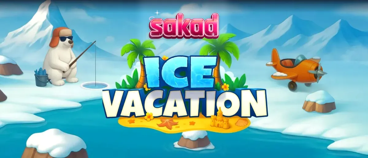 Tampilan visual slot Ice Vacation dengan karakter penguin dan beruang kutub yang ceria